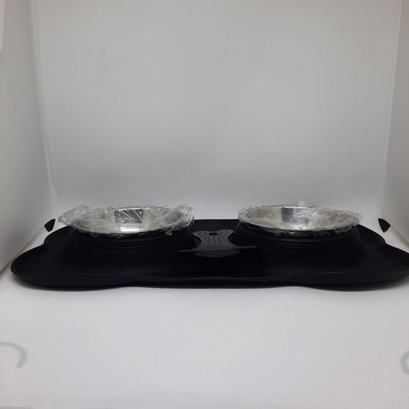 URPower Dog/Cat Food & Water Bowl Set with Bone Shaped Mat - Picture 3 of 9